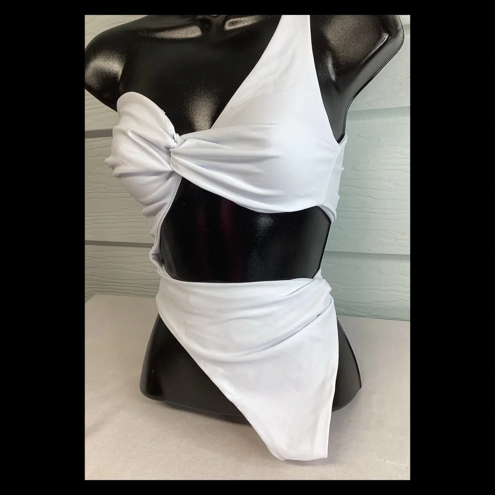 White one piece swimsuit. - Picture 7 of 8